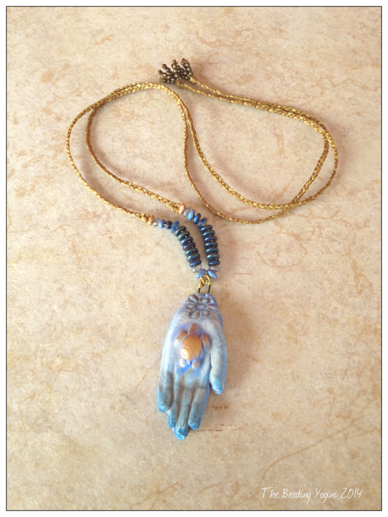 Turtle Hand macrame necklace by The Beading Yogini