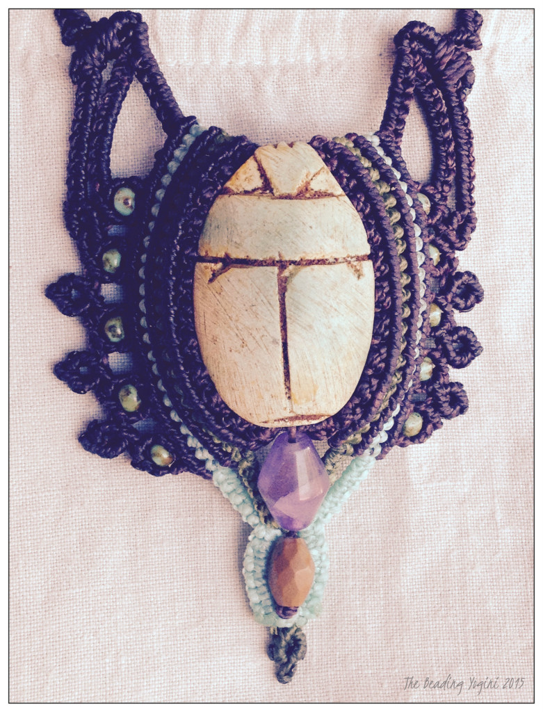 Scarab Macrame Pendant Necklace by The Beading Yogini 2015