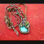 micro-macrame turquoise blue and green necklace by the beading yogini