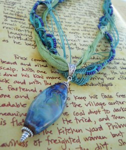 IBN Sea Challenge Waves Necklace Macrame And Ribbon by The Beading Yogini