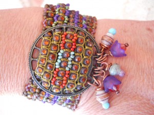 Lavender Equinox Bracelet worn by The Beading Yogini