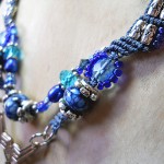 Blue Straggler Necklace Close Up by The Beading Yogini
