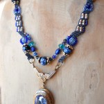 Blue Straggler Necklace Model by The Beading Yogini