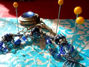Blue Straggler Necklace Under Construction by The Beading Yogini