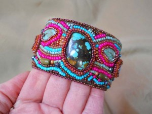 Turquoise Stone Cuff 2 by The Beading Yogini